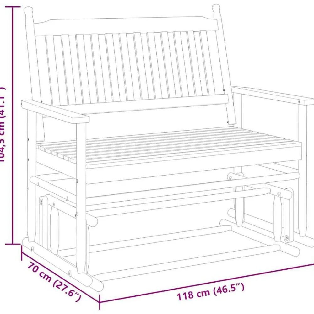 vidaXL Sillas-Banco deslizante madera maciza de álamo 118x70x104,5 cm