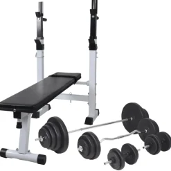 vidaXL Fitness Y Musculación-Banco ejercicios con soporte pesas, pesas y mancuernas 120 kg
