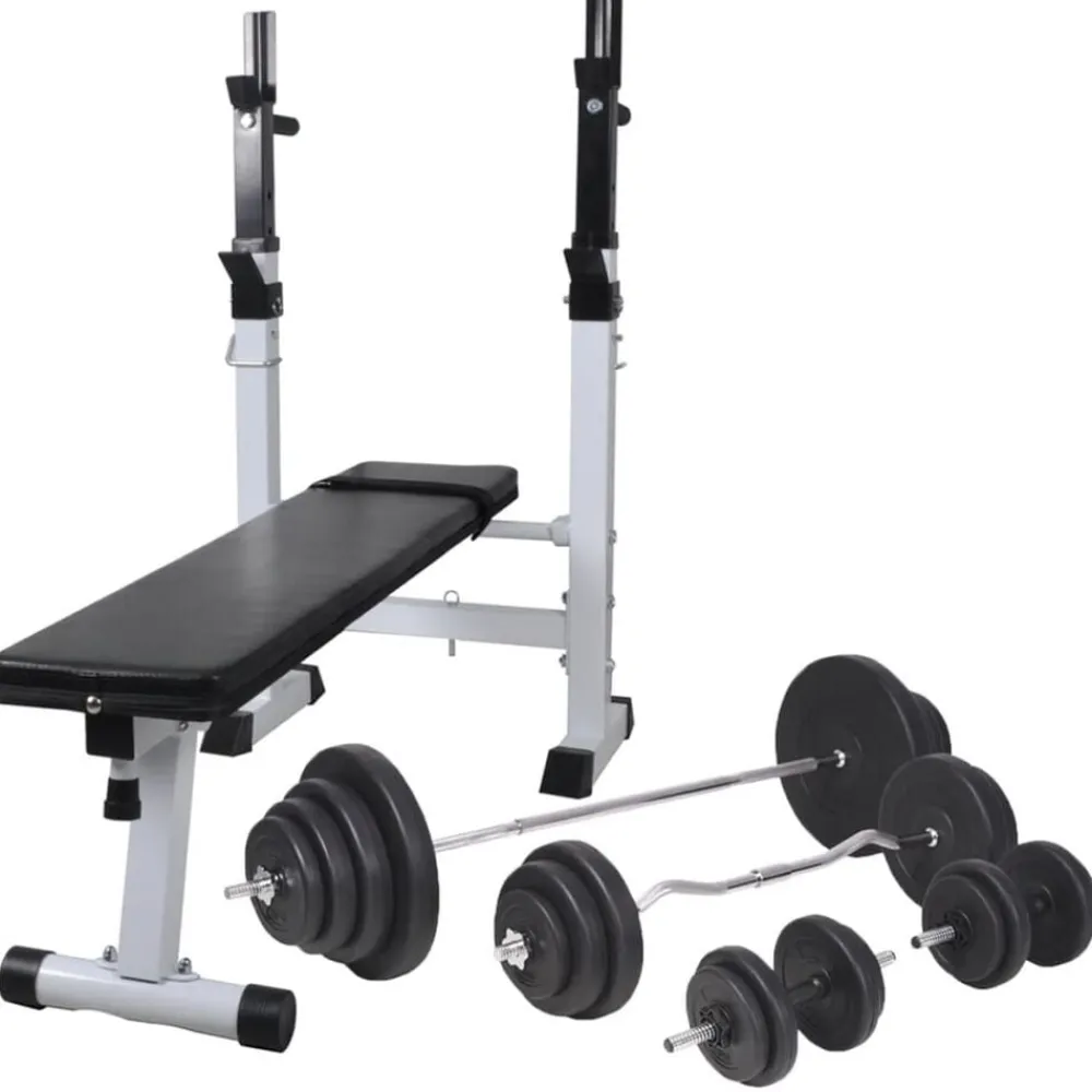 vidaXL Fitness Y Musculación-Banco ejercicios con soporte pesas, pesas y mancuernas 120 kg