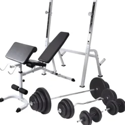 vidaXL Banco ejercicios con soporte pesas, pesas y mancuernas 120 kg Best