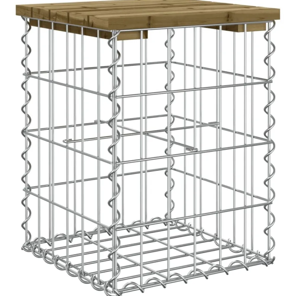 vidaXL Muebles De Jardín-Banco jardín diseño gaviones madera pino impregnada 33x31x42 cm