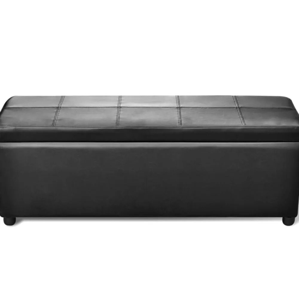 vidaXL Banco largo de almacenamiento de madera Negro Discount