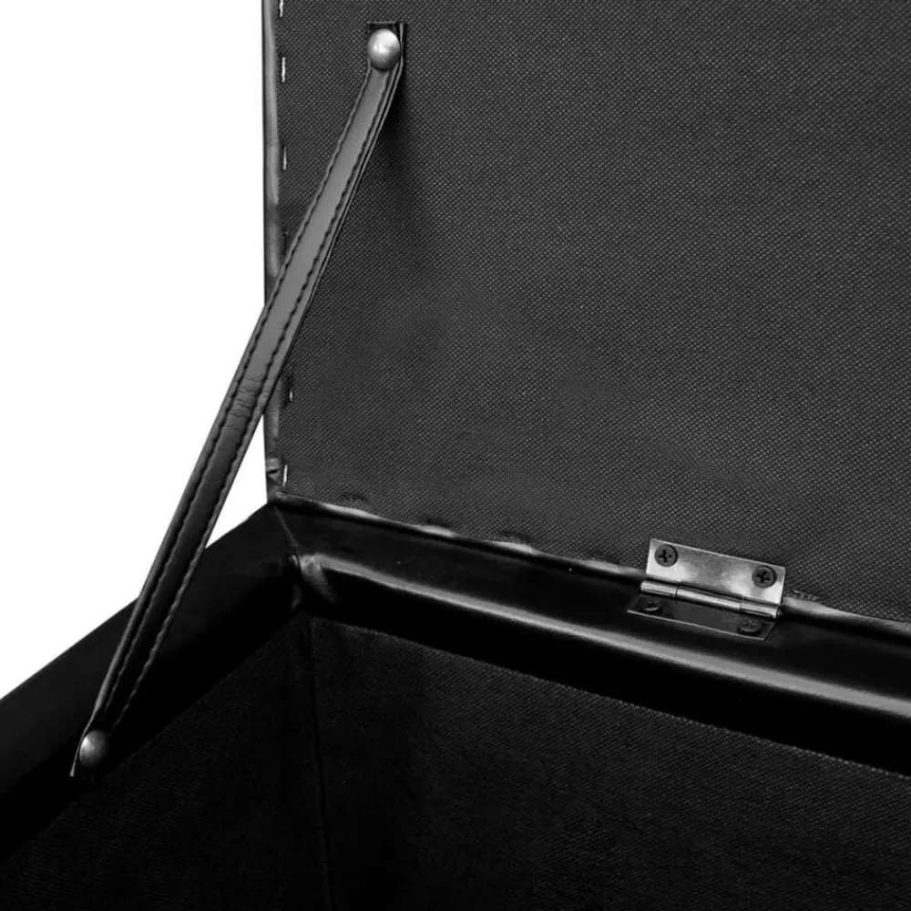 vidaXL Banco largo de almacenamiento de madera Negro Discount