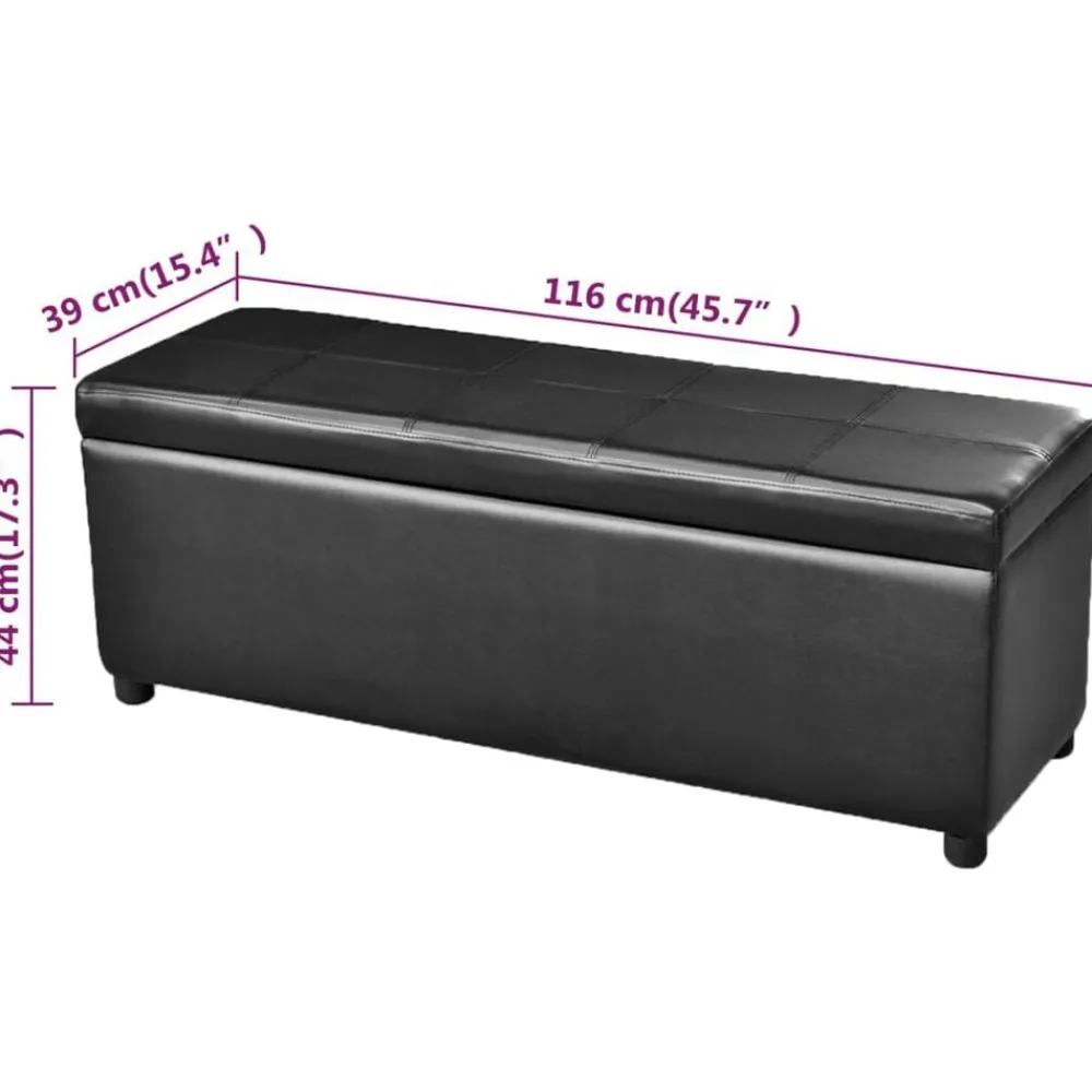 vidaXL Banco largo de almacenamiento de madera Negro Discount