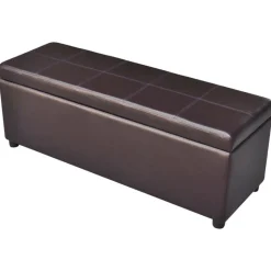 vidaXL Bancos-Banco largo de almacenamiento de madera marrón