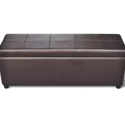 vidaXL Bancos-Banco largo de almacenamiento de madera marrón