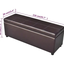 vidaXL Bancos-Banco largo de almacenamiento de madera marrón