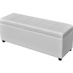 vidaXL Banco largo de almacenamiento de madera Blanco Best