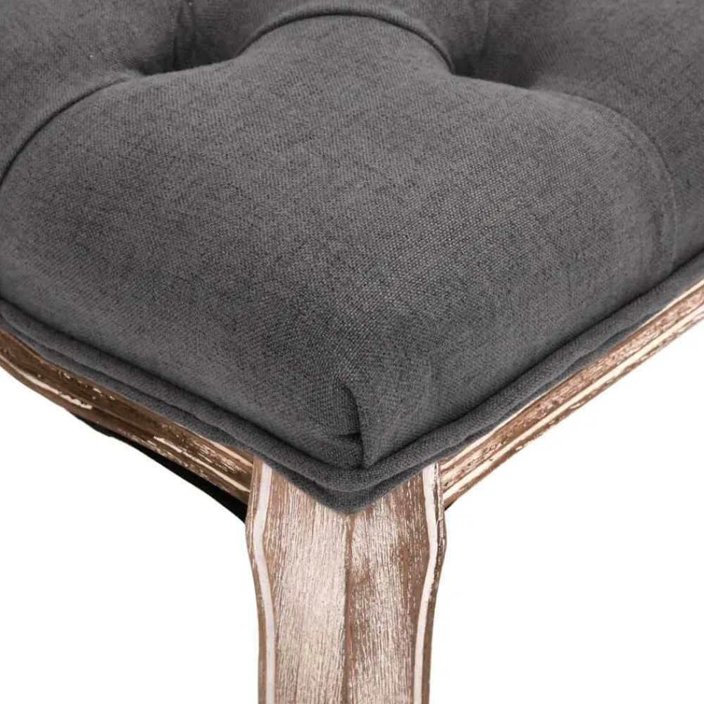 vidaXL Banco lino y madera maciza 110x38x48 cm Gris oscuro Clearance
