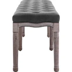 vidaXL Banco lino y madera maciza 150x40x48 cm Gris oscuro Outlet