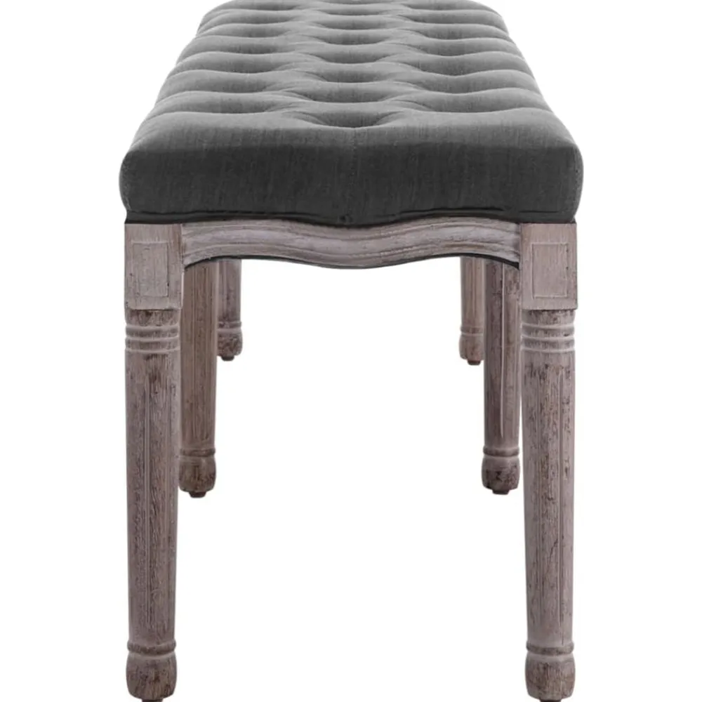 vidaXL Banco lino y madera maciza 150x40x48 cm Gris oscuro Outlet