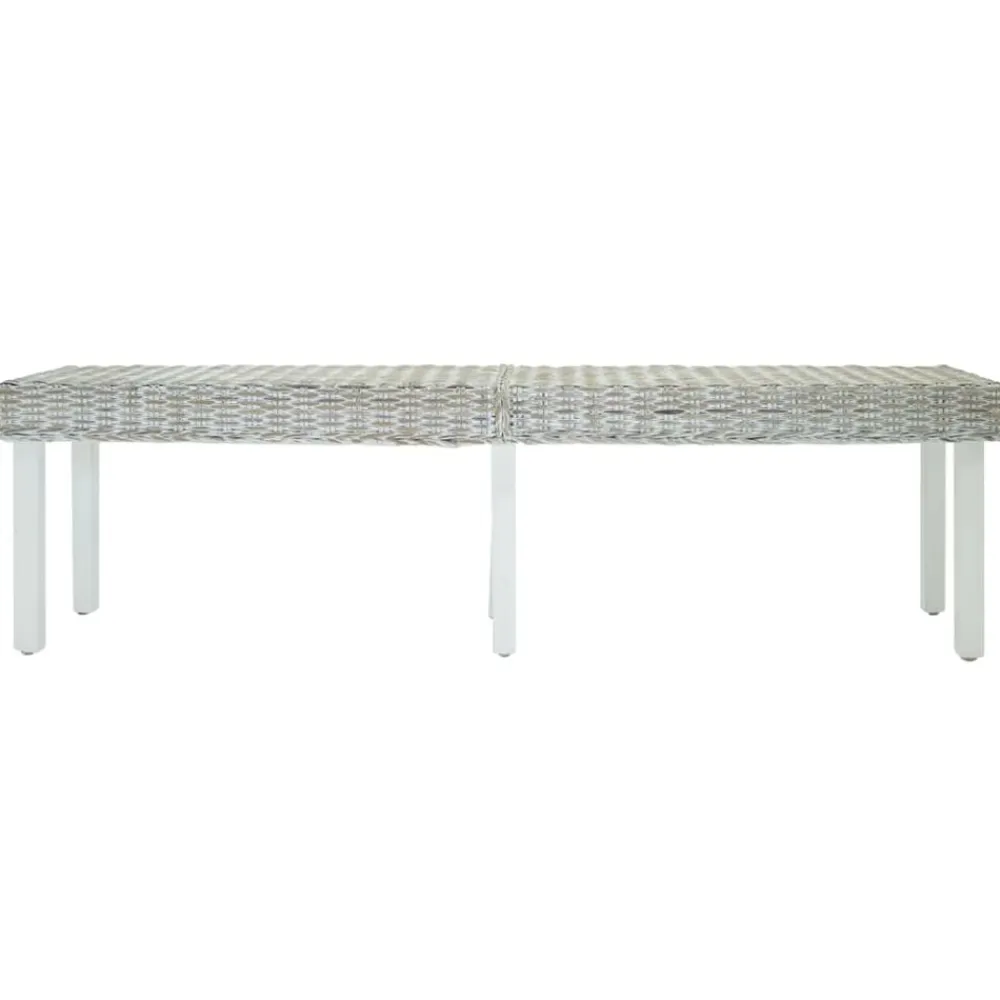 vidaXL Banco madera caoba y ratán Kubu natural 160x35x45 cm Blanco Clearance