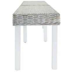 vidaXL Banco madera caoba y ratán Kubu natural 160x35x45 cm Blanco Clearance