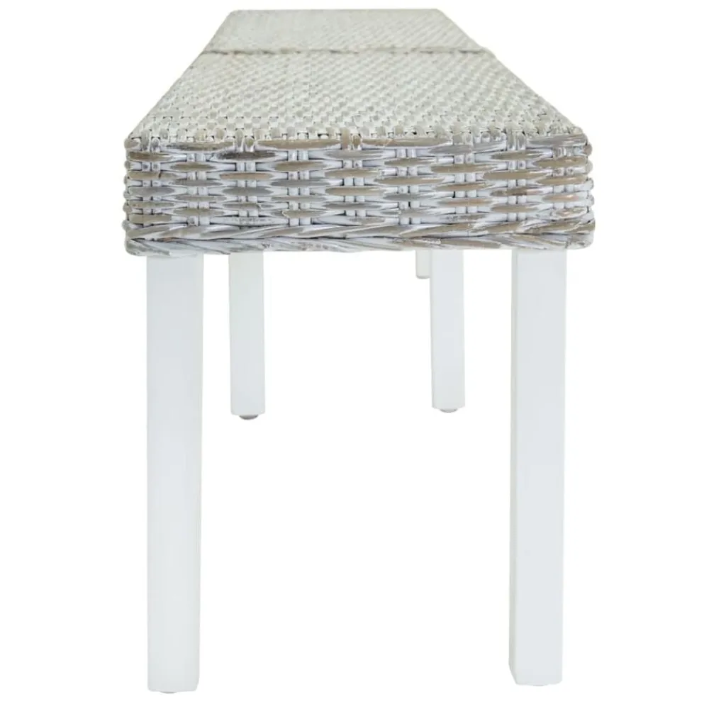 vidaXL Banco madera caoba y ratán Kubu natural 160x35x45 cm Blanco Clearance