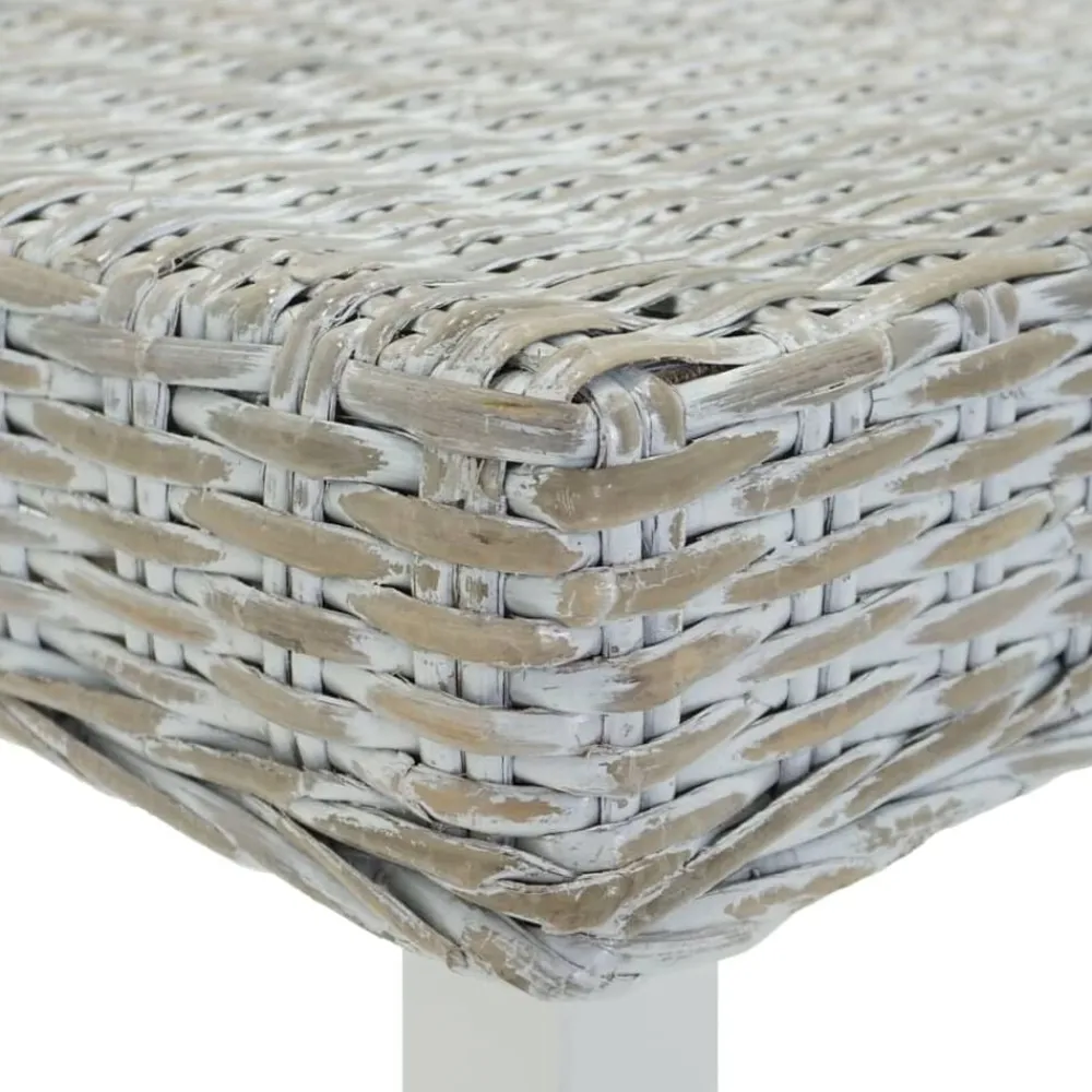vidaXL Banco madera caoba y ratán Kubu natural 160x35x45 cm Blanco Clearance