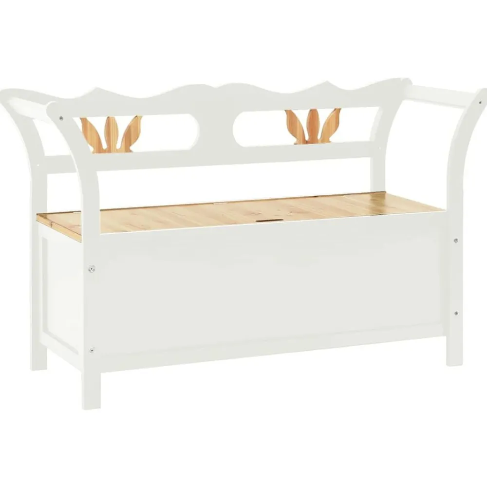 vidaXL Banco madera maciza abeto blanco 107x45x75,5 cm Blanco y marrón Hot
