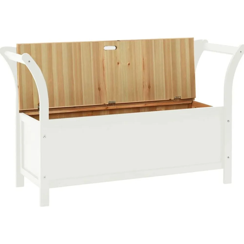 vidaXL Banco madera maciza abeto blanco 107x45x75,5 cm Blanco y marrón Hot