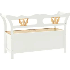 vidaXL Banco madera maciza abeto blanco 107x45x75,5 cm Blanco y marrón Hot