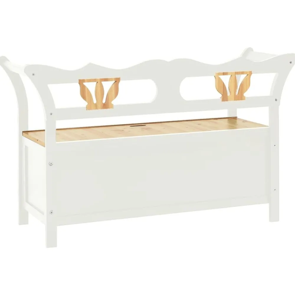 vidaXL Banco madera maciza abeto blanco 107x45x75,5 cm Blanco y marrón Hot