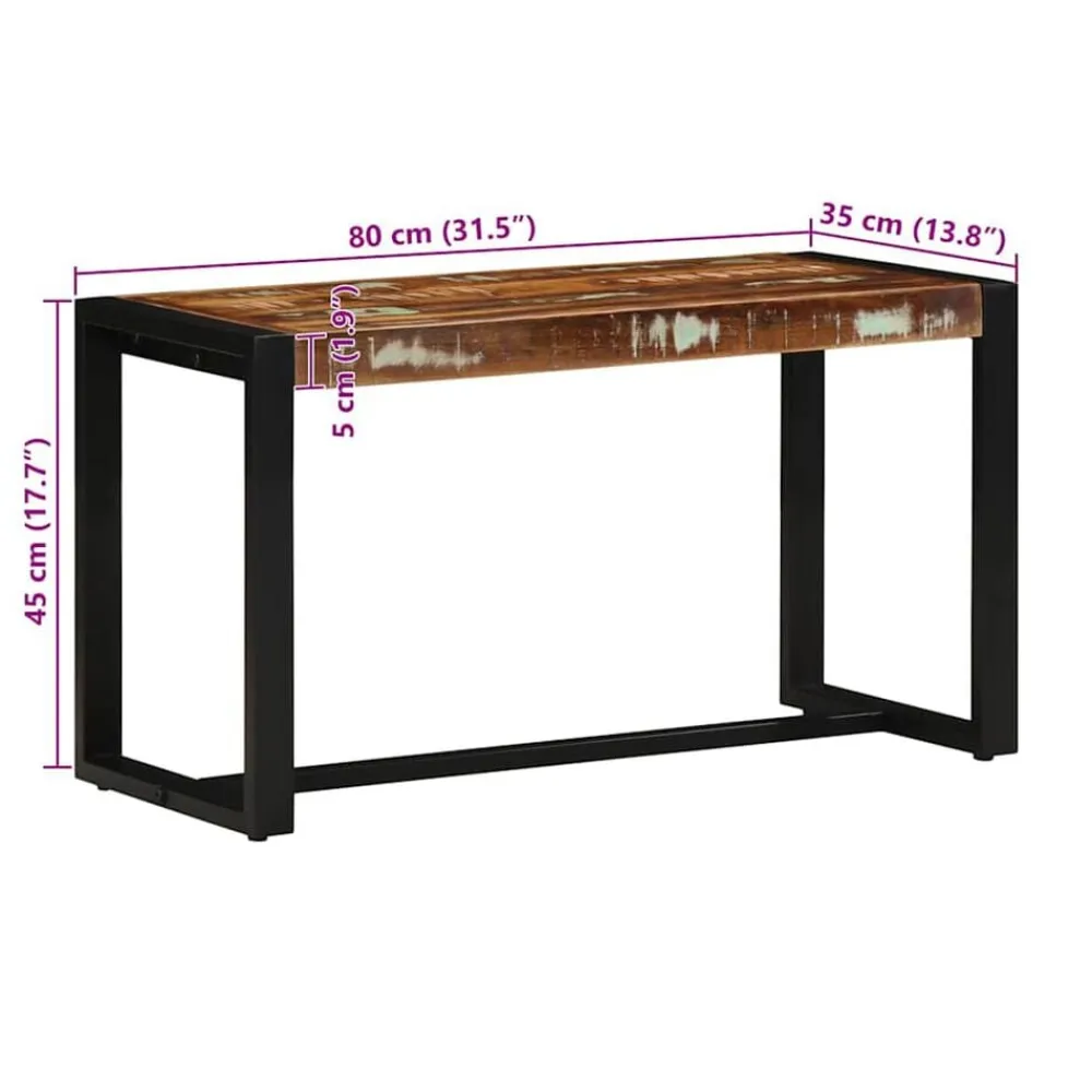 vidaXL Bancos-Banco Multicolor 80x35x45 cm Madera Maciza Reciclada