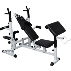 vidaXL Fitness Y Musculación-Banco musculación con soporte pesas, pesas y mancuernas 120 kg