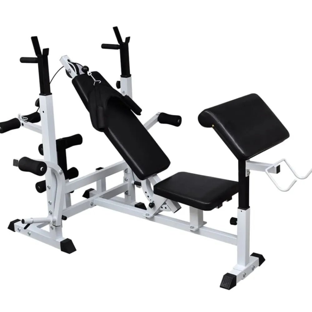 vidaXL Fitness Y Musculación-Banco musculación con soporte pesas, pesas y mancuernas 120 kg