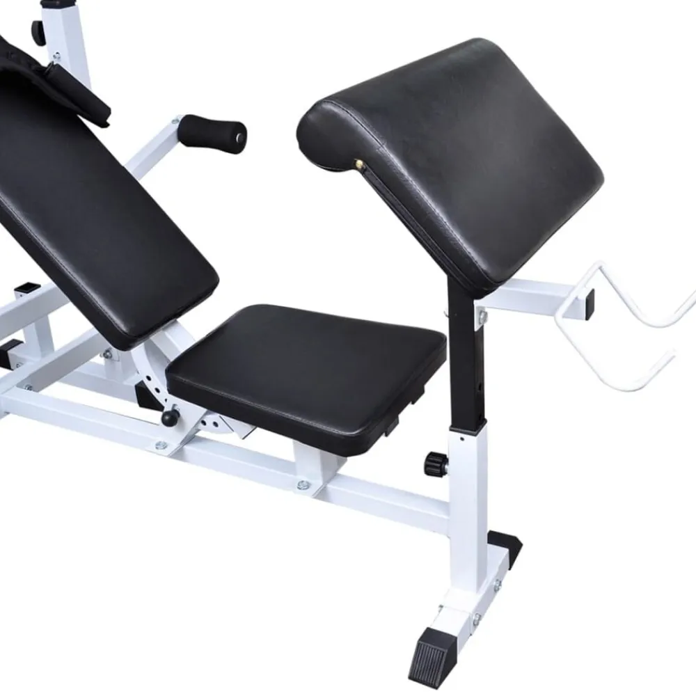 vidaXL Fitness Y Musculación-Banco musculación con soporte pesas, pesas y mancuernas 120 kg
