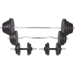 vidaXL Fitness Y Musculación-Banco musculación con soporte pesas, pesas y mancuernas 120 kg