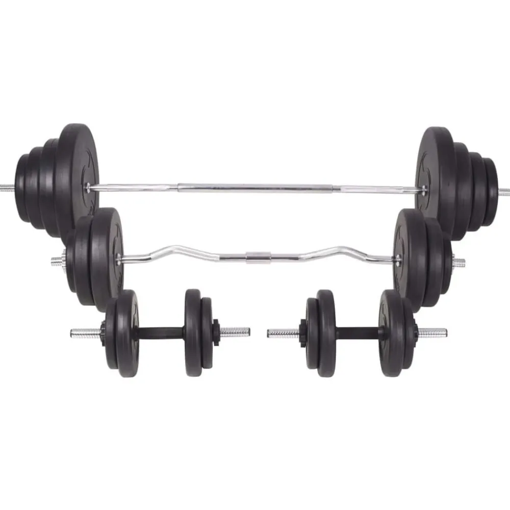 vidaXL Fitness Y Musculación-Banco musculación con soporte pesas, pesas y mancuernas 120 kg