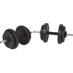 vidaXL Fitness Y Musculación-Banco musculación con soporte pesas, pesas y mancuernas 120 kg