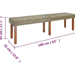 vidaXL Banco 160 x 35 x 45 cm Madera de mango maciza Natural Best