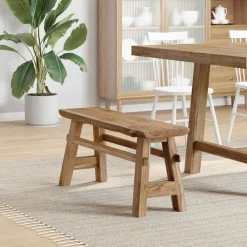 vidaXL Bancos-Banco Natural 100 x 29 x 43,5 cm Madera de teca maciza