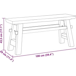 vidaXL Bancos-Banco Natural 100 x 29 x 43,5 cm Madera de teca maciza