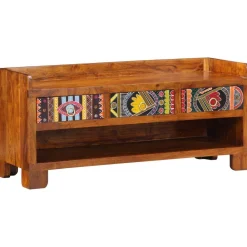 vidaXL Banco para zapatos con cajón Marrón miel 100 x 35 x 45 cm Clearance