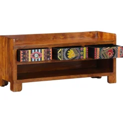 vidaXL Banco para zapatos con cajón Marrón miel 100 x 35 x 45 cm Clearance