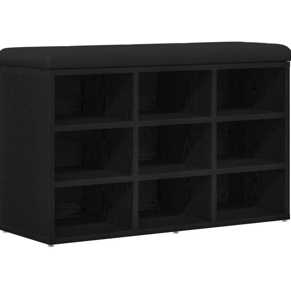 vidaXL Banco para zapatos Negro 80 x 30 x 48 cm Madera contrachapada Roble negro Clearance