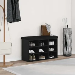 vidaXL Banco para zapatos Negro 80 x 30 x 48 cm Madera contrachapada Roble negro Clearance