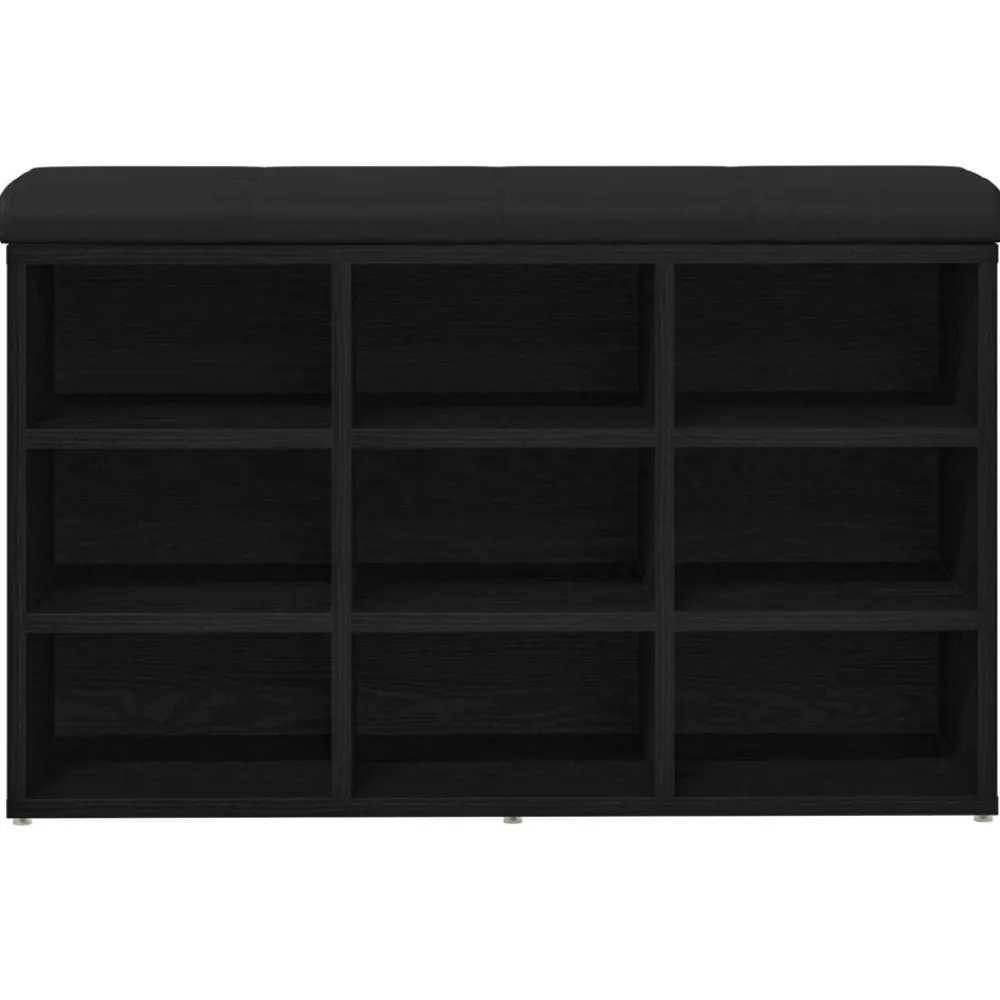 vidaXL Banco para zapatos Negro 80 x 30 x 48 cm Madera contrachapada Roble negro Clearance