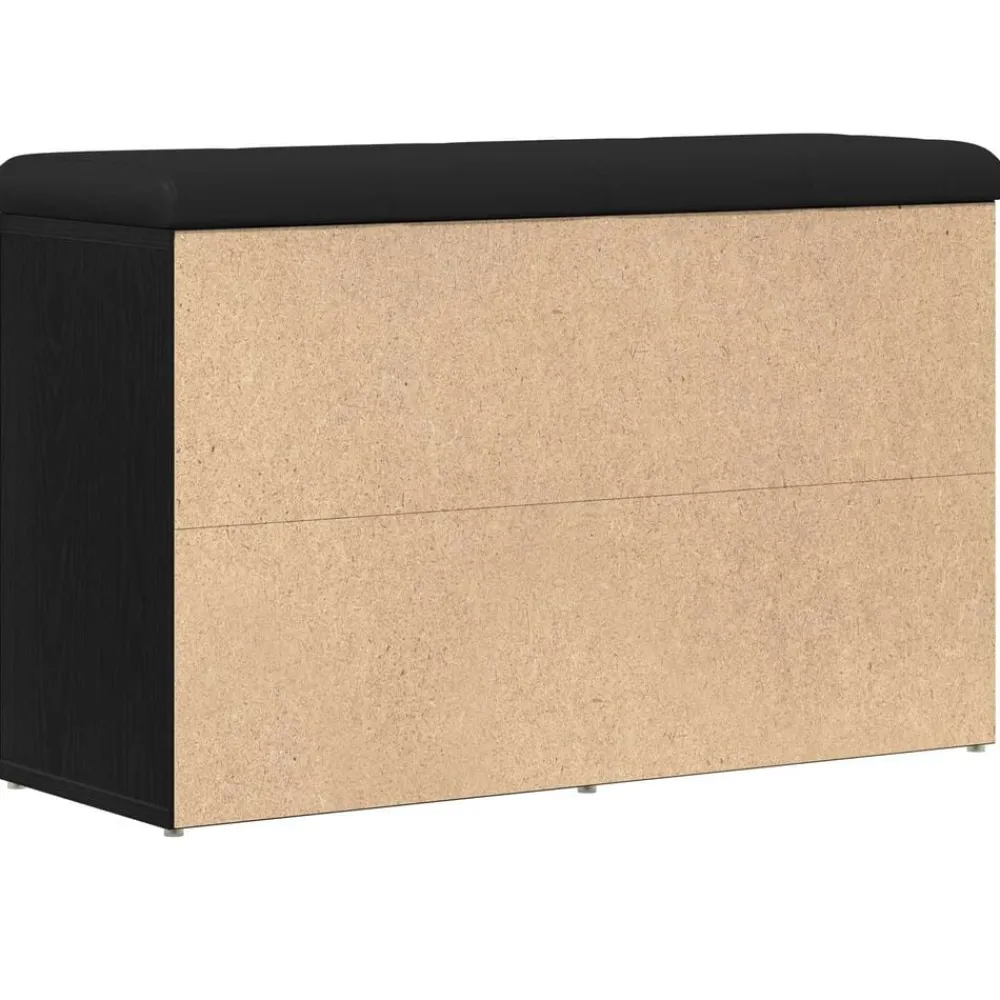 vidaXL Banco para zapatos Negro 80 x 30 x 48 cm Madera contrachapada Roble negro Clearance