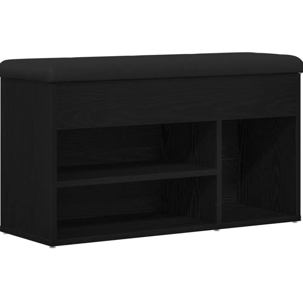 vidaXL Banco para zapatos Negro 80 x 30 x 45 cm Madera contrachapada Roble negro