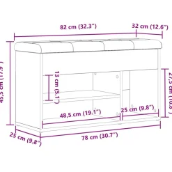 vidaXL Banco para zapatos Negro 80 x 30 x 45 cm Madera contrachapada Roble negro