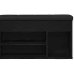 vidaXL Banco para zapatos Negro 80 x 30 x 45 cm Madera contrachapada Roble negro