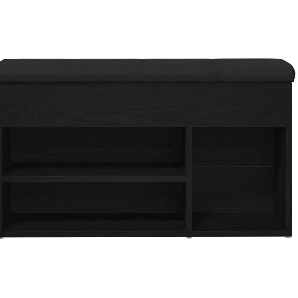 vidaXL Banco para zapatos Negro 80 x 30 x 45 cm Madera contrachapada Roble negro