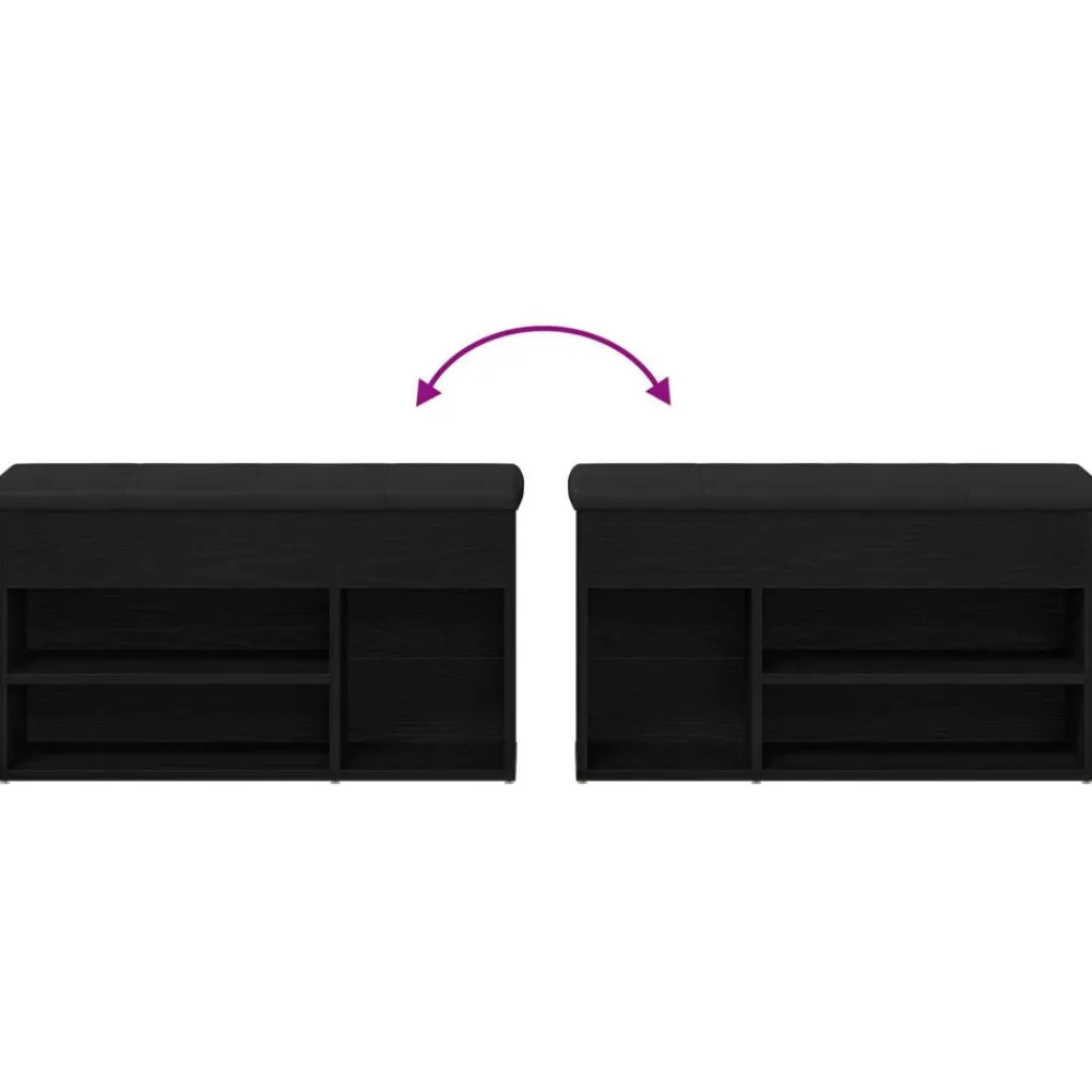 vidaXL Banco para zapatos Negro 80 x 30 x 45 cm Madera contrachapada Roble negro