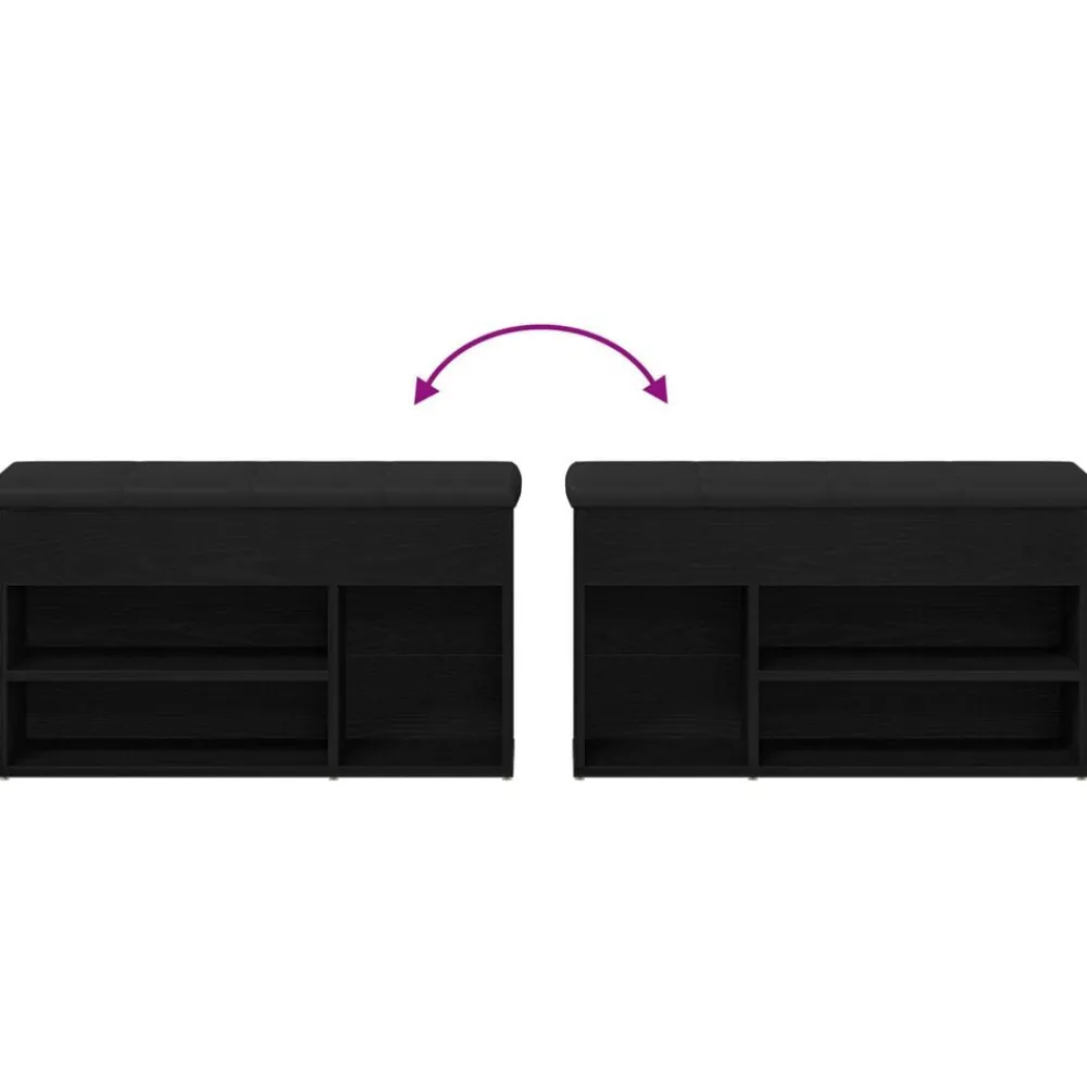 vidaXL Banco para zapatos Negro 80 x 30 x 45 cm Madera contrachapada Roble negro