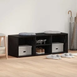 vidaXL Banco para zapatos con estante 102 x 35 x 35 cm Roble negro Outlet