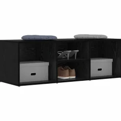 vidaXL Banco para zapatos con estante 102 x 35 x 35 cm Roble negro Outlet