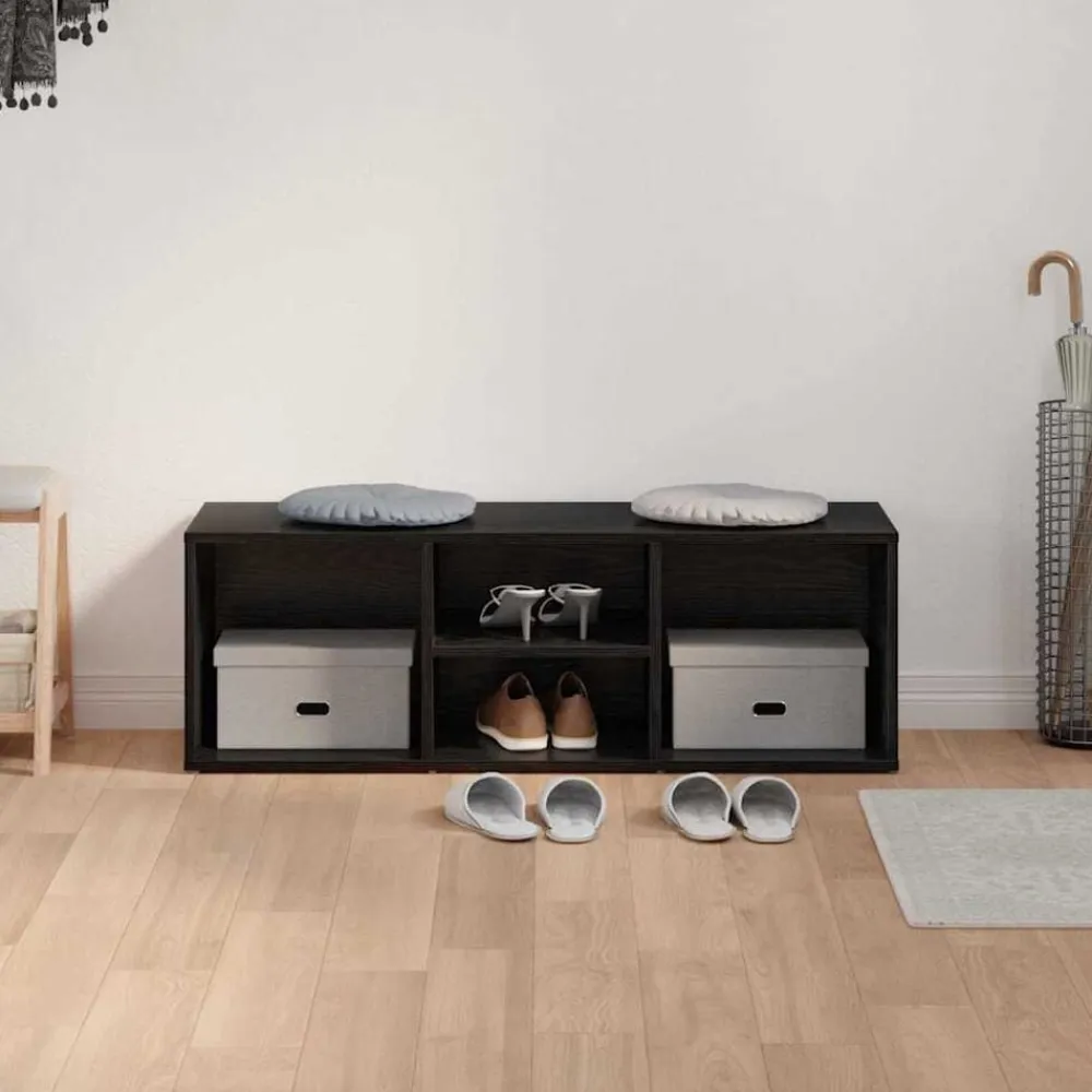 vidaXL Banco para zapatos con estante 102 x 35 x 35 cm Roble negro Outlet