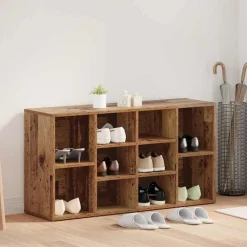 vidaXL Productos Del Hogar-Banco para zapatos con estante Madera vieja 103 x 30 x 54,5 cm