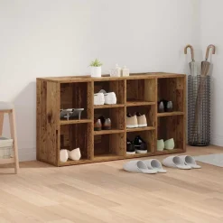 vidaXL Productos Del Hogar-Banco para zapatos con estante Madera vieja 103 x 30 x 54,5 cm